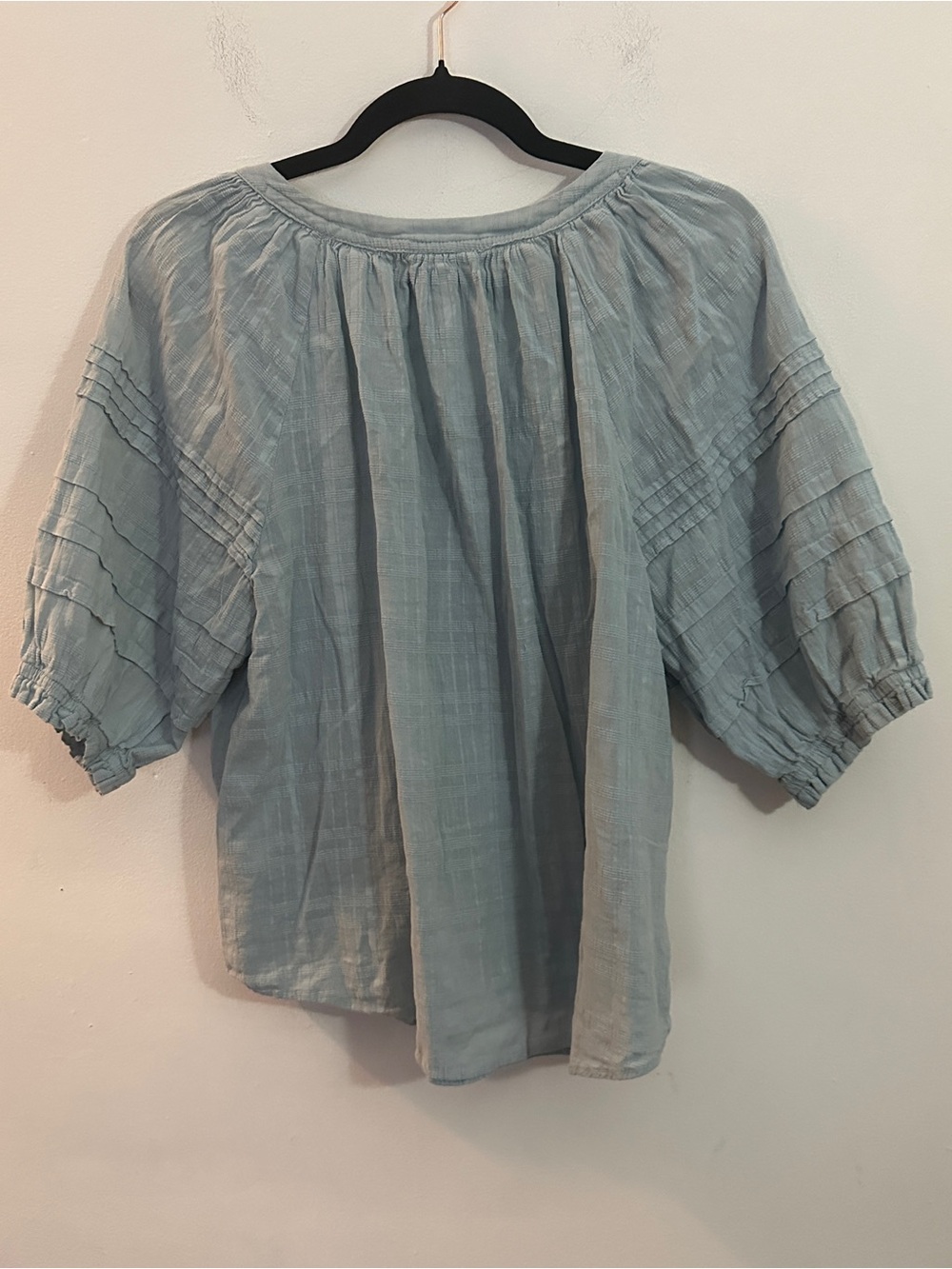 Knox Rose Light Blue Peasant Tunic Blouse - Picture 3 of 5